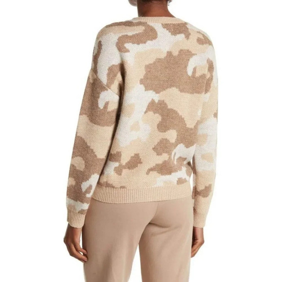 Lucky Brand womens Sweater tan camo crew neck soft oull over size large #1031 - Picture 2 of 5